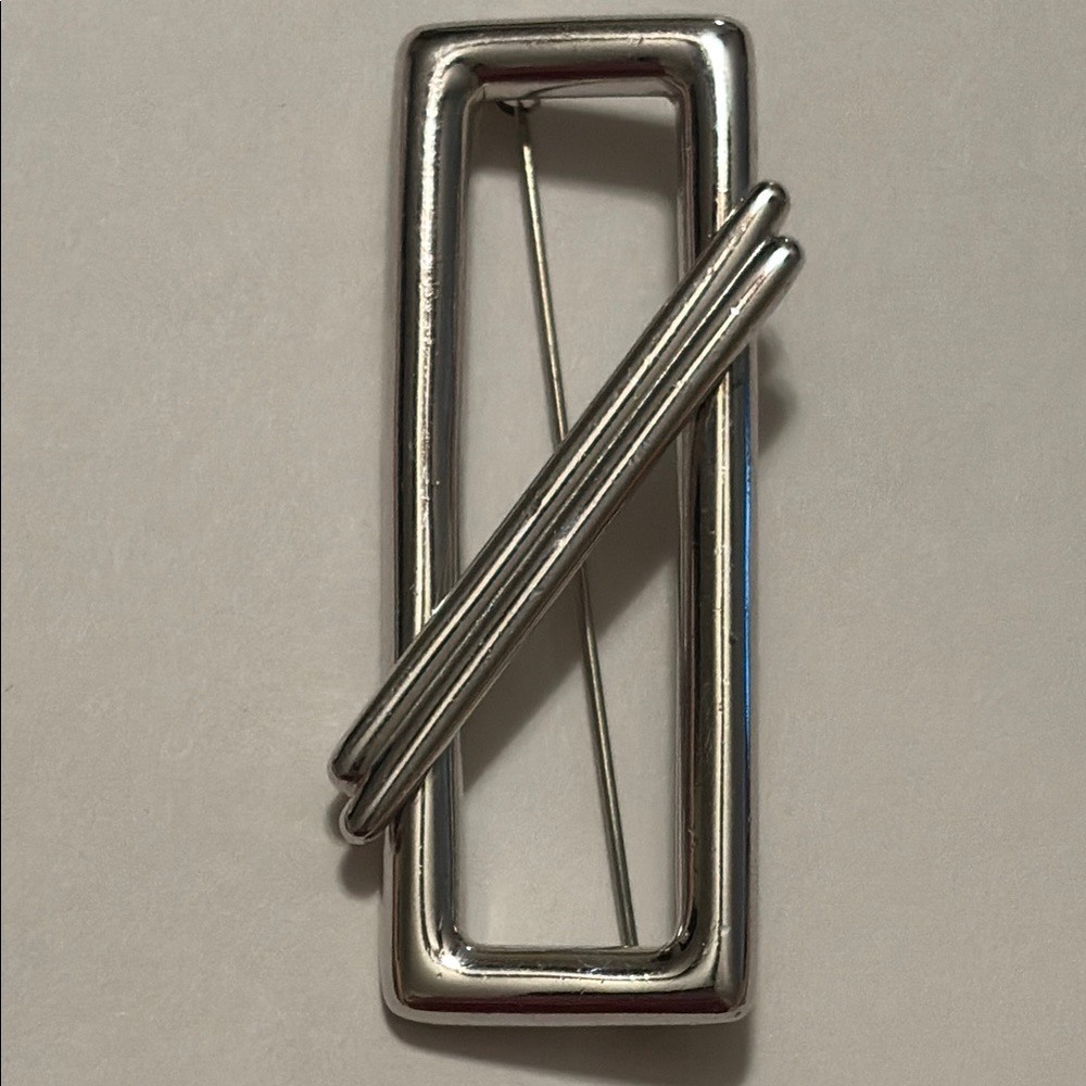 Monet Silver Rectangular Brooch Pin - Picture 6 of 6